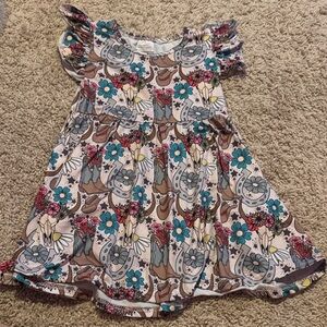 Charming Floral Kids Dress with Ruffle Sleeves